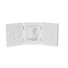 5 Inch Tri-Fold Without Cover Newborn Baby Handprint Foot Print Picture Frame with Clay Kits Baby DIY Souvenirs Toy Gift