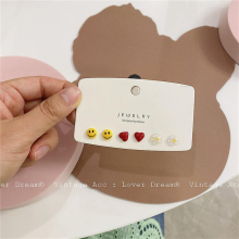 Retro Smiling Face Earrings Korean Style Red Love Set117