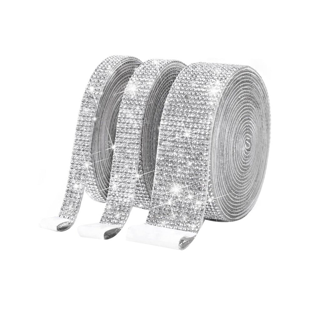 3 Rolls Self Adhesive Crystal Rhinestone Diamond Ribbon - Bling Diamond Stickers Wrap Roll Diy With 2 Mm Rhinestones 6031804351085
