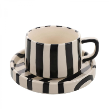 1 Set Tazza in Ceramica a Righe per Caffè Tè Succo Latte Cappuccino Nero