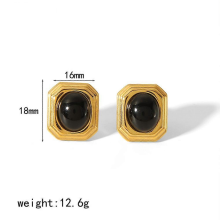 Waterproof Gold Plated Tiger Eye Pearl Stud Earrings for WomenTE6462