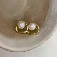 Gold Color Round Stud Earrings Korean Delicate Irregular Design1