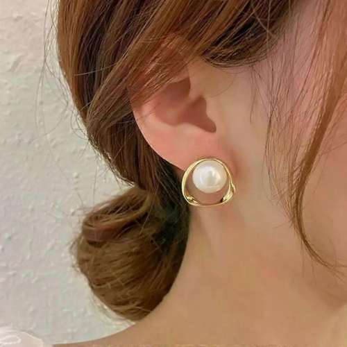 Gold Color Round Stud Earrings Korean Delicate Irregular Design4 2