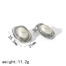 Waterproof Gold Plated Tiger Eye Pearl Stud Earrings for WomenTE6724-PL-S