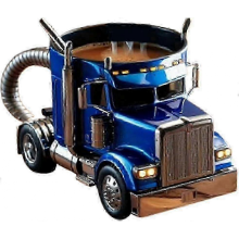 Tazza da caffè in ceramica da 11 once a forma di camion, realizzata a mano, regalo unico per gli amanti dei camion. Blu