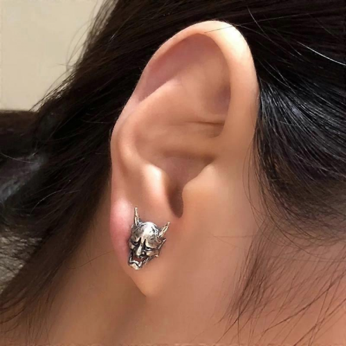 Ghost Skull Stud Earrings Punk Biker Men's Jewelry