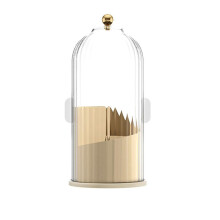 SminkborsthåLlare Organizer+Lock, 360 Roterande Genomskinliga DammtäTa Sminkborstar Organizer för Vanity Desktop Bathroom B