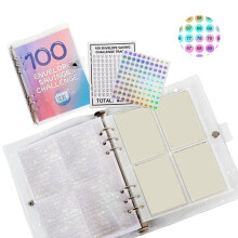 100 Enveloppen Geldbesparende Uitdaging, PU-Leer 100 Envelopuitdagingsbindmiddel, Gemakkelijke en Grappige Manier Om Te Besparen-A