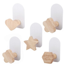 Dekorativer Haken Aus Holz, Wandhaken, Stern, Herzform, SchlüSselhaken, Moderner Kleiderhaken, WandaufhäNger, Taschenhaken, HäNgender TüRgriff