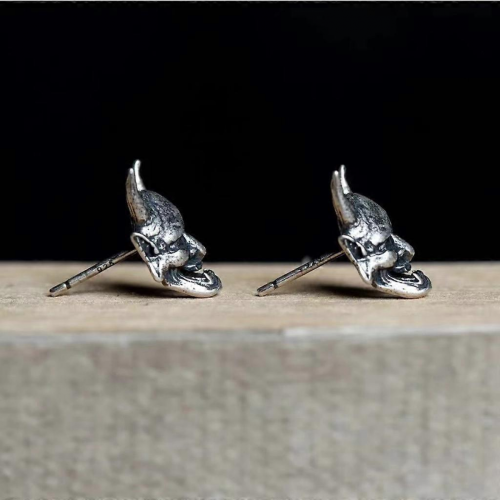 Ghost Skull Stud Earrings Punk Biker Men's Jewelry 2