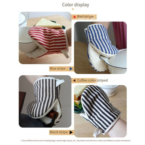 Striped Pattern Duck-Bill Microwave Oven Gloves for Baking,Insulation Gloves,Oven Mit,Brown 2