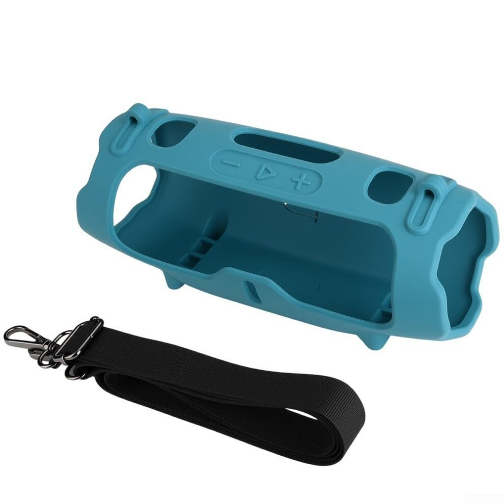 Lightweight Silicone Cover for JBL Charge 6 Adjustable Strap Blue Protective Case For Charge 6
