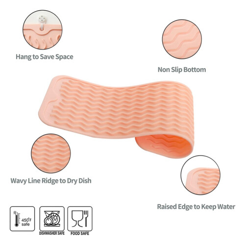 Dish Drying Mat for Multiple Usage, Easy Clean, Eco-Friendly, Heat-Resistant Silicone Mat for Kitchen Counter -B 2
