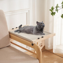 Cat Window Perch Wood Frame Adjustable Easy Assembly Hammock Windowsill Bedside Drawer Cabinet Gray Holds Up To 40lbs