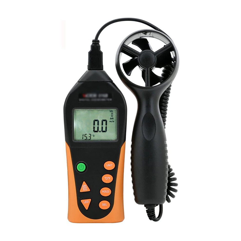 Digital Anemometer Wind Speed Meter With Backlit Display And Temperature Gauge Orange 14.5X7.2x3.5cm 9199774943802