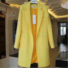 Damen-Blazer, schmal geschnitten, langärmelig, lässig, winddicht, gelb, Größe 3XL
