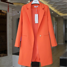 Damen-Blazer, schmal geschnitten, langärmelig, lässig, winddicht, orange-rot, Größe M