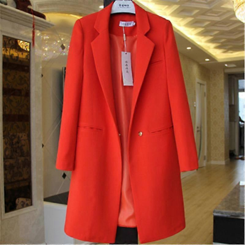 Damen-Blazer, schmal geschnitten, langärmelig, lässig, winddicht, beige, Größe M 1