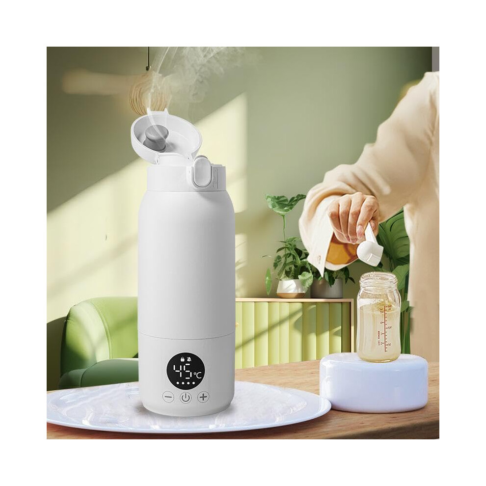 Portable Milk Warmer Cordless Travel Breast Milk, Formula, Water 500ml Capacity Precise Temp Control Long Battery Life