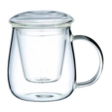 Glass Tea Cup with Lid and Strainer, Thickened Heat Resistant Glass Mug for Home and Office Brewing