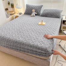 Mattress Cover Fitted Protector Coral Velvet Elastic Straps California King 79x87 Inches