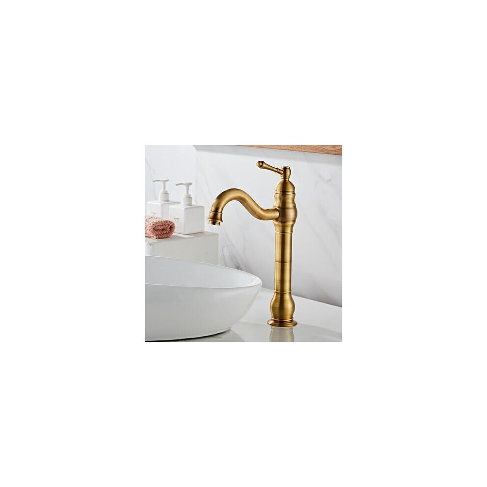 Basin Faucet Antique Bronze Tall Lavatory Faucet Black Finish Singlehandle Mixer Tap Hot And Cold 9382693077349