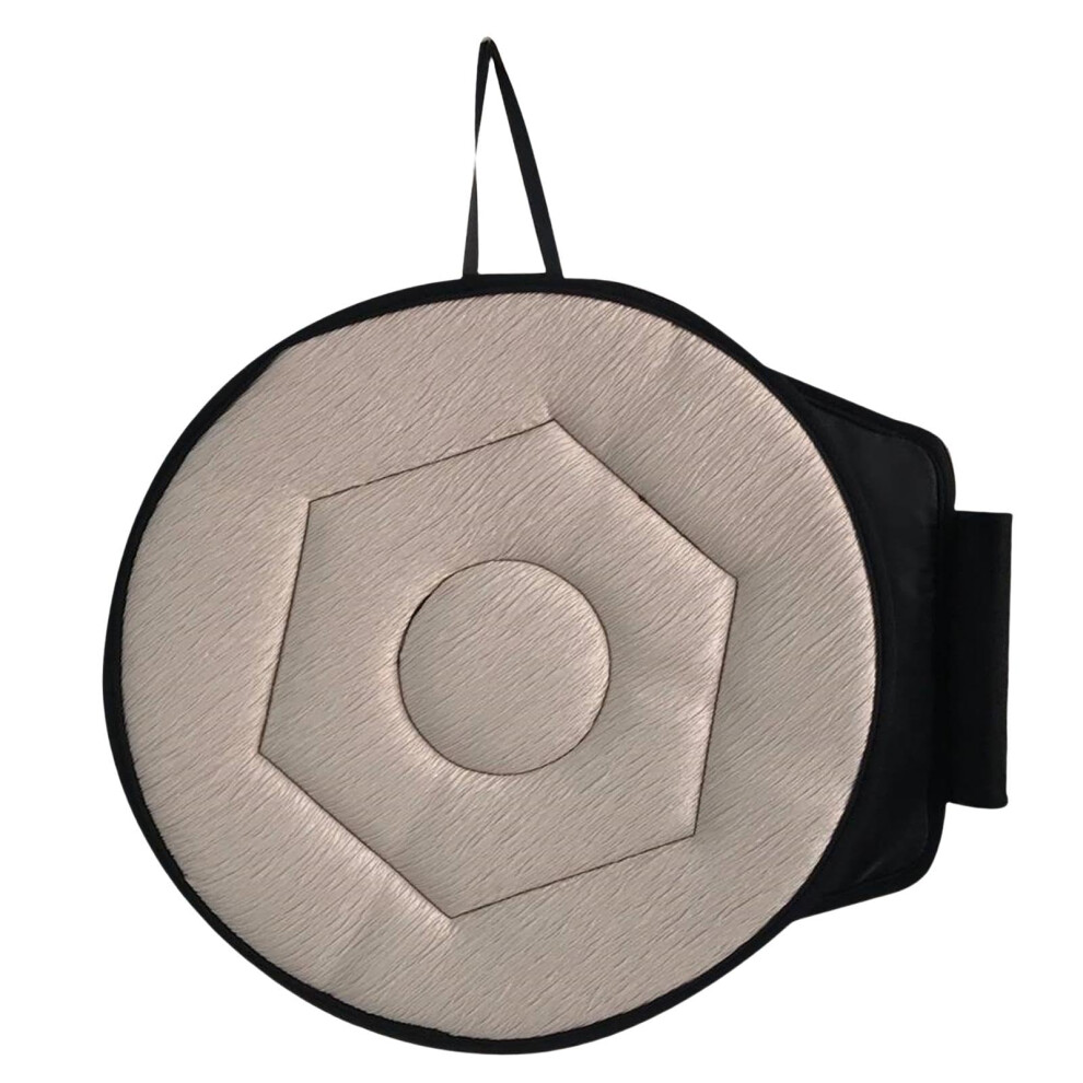 Beige Car Swivel Cushion 360 Degree Rotating Seat Pad With Antislip Base For Elderly Mobility