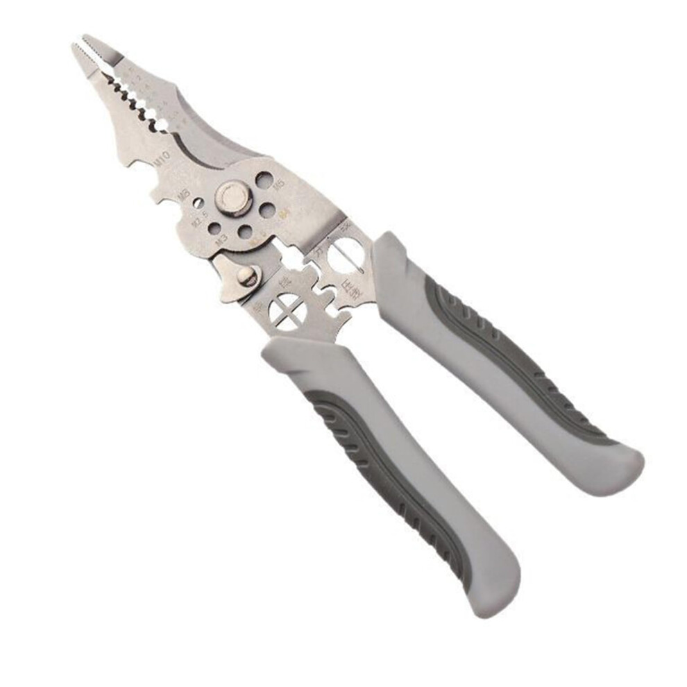 Multifunctional Electrician Pliers Wire Stripping Cutter For Terminals Hand Tool, 6Inch, Stainless Steel 9199774518819