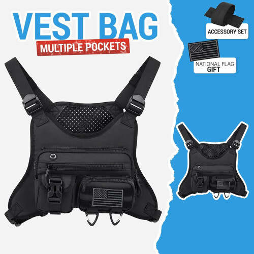 Chest Pack With Phone Holder Front Pack For Men Lightweight Adjustable Strap Hydration Pack For Biking Jogging 2