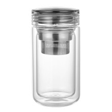 Large Capacity Double Wall Glass Mug with Handle, Clear Heat Resistant Coffee Tea Cup for Home