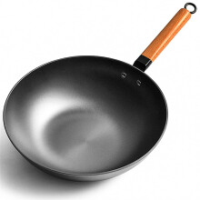 Iron Wok Traditional Handmade NonCoating Cast Iron Wok Pan For StirFry Induction And Gas Compatible Cookware