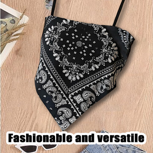 Γυναικείο Crop Top, Αμάνικο Καμιζόλα με Τροπικό Στάμπα και Δέσιμο στην Πίσω Πλάτη και 2