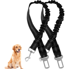 Formdeler for to hunder, elastisk strikkbelte for hund, justerbar lengde for små til store raser, universalmontering for alle biler, 2