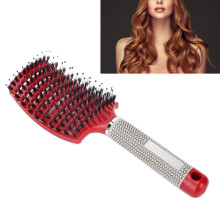 Red Curved Vented Paddle Hair Brush, Detangler for Wet & Dry Hair