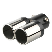 Car Exhaust Tip 2.5 Inch Stainless Steel Dual Pipe Black Chrome RustResistant Universal Fit