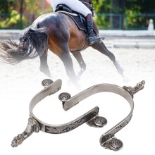 Stainless Steel Cowboy Spur with Leaf Pattern, 13.5cm Riding Boot Spurs