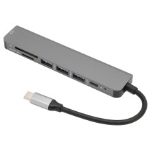 Versatile 7-in-1 USB C Hub Adapter, Aluminum Alloy Multiport Connector with HDMI Port, USB 3.0 Port for Ultra-clear 4K HDMI Output, Wide Compatibility