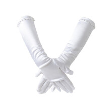 Little Girls Princess Gloves ElbowLength Satin Gloves Size 2 White Flower Girl Wedding First Communion