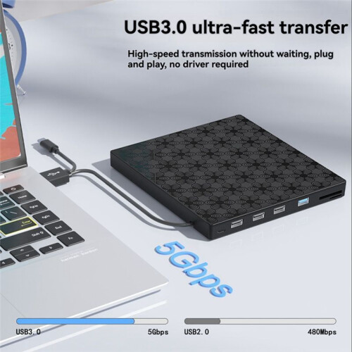 External DVD Drive USB 3.0 Type C USB C Portable DVD Player External CD-RW Drive Burner Reader for Laptops Desktop PC 2