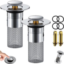 Stainless Steel Floor Drain Filter, Bathroom Sink Stopper Hair Catcher, Sink Drain Filter (2Pcs)
