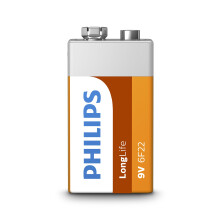 PHILIPS 9V Zinc Battery - 6F22 - Shelf Life up to 5 Years