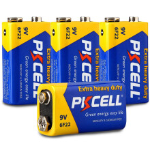 PKCELL 9V Battery 6F22/PP3 (4 Pack) - Long-Lasting 9 Volt Square Batteries for Smoke Alarm, Fire Detector, Multimeter & Remote Control Car - 0% Plasti