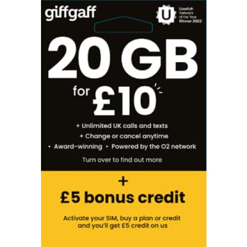 giffgaff Nano/Micro/Standard SIM – lowcost 4G/5G m