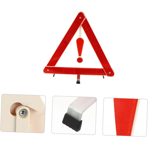 Foldable Vehicle Safety Warning Triangle Reflective Emergency Roadside Sign Plastic Construction Setup Easy Storage 2