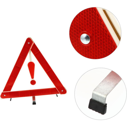 Foldable Vehicle Safety Warning Triangle Reflective Emergency Roadside Sign Plastic Construction Setup Easy Storage 1