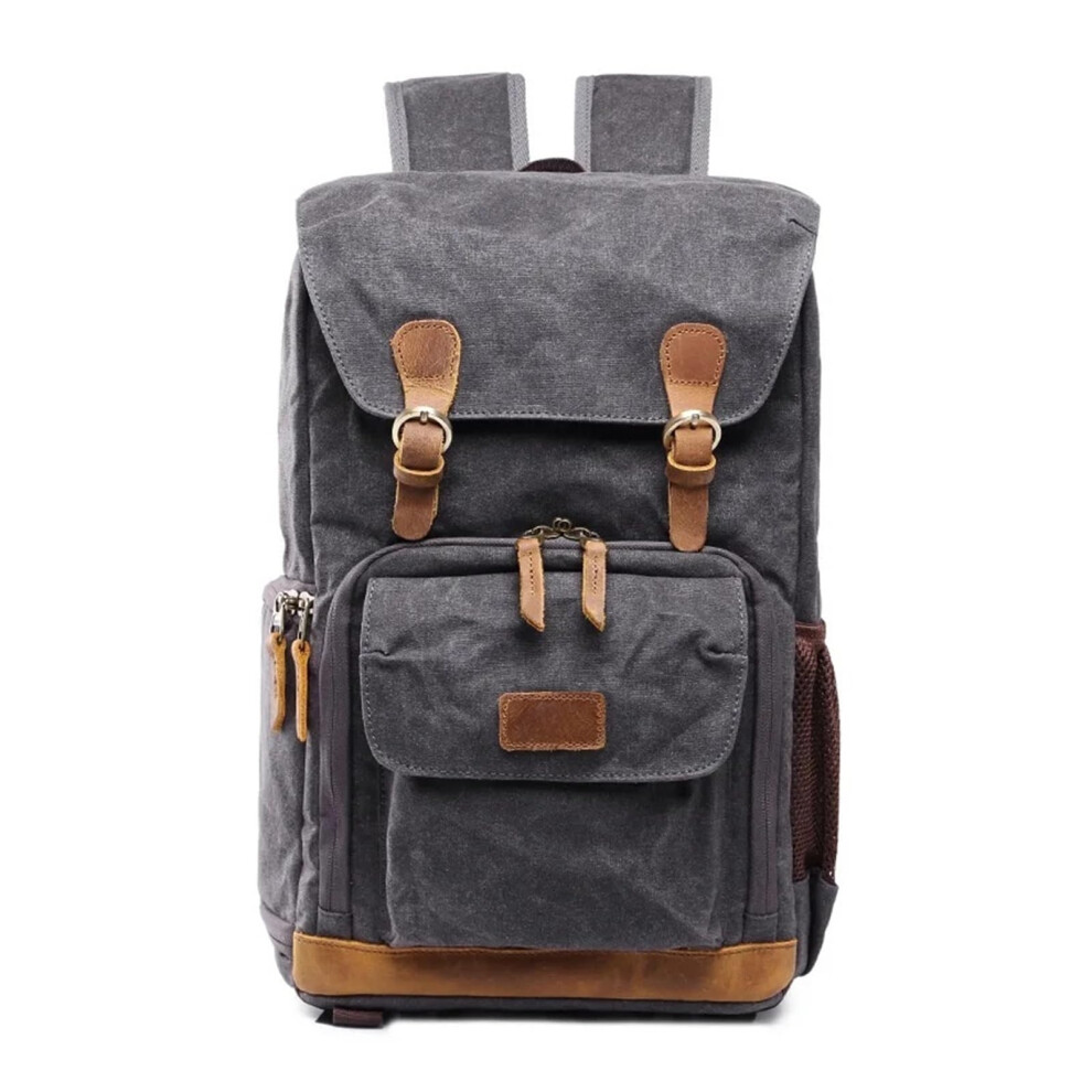 Waterproof Camera Bag Backpack Large Capacity Batik Canvas With Lens Compartments For 15Inch Laptop Black/Gray 9347817488654