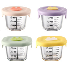 Baby Food Jars Infant Food Containers 4Pcs 230ml Round & Square Non-Toxic Glass