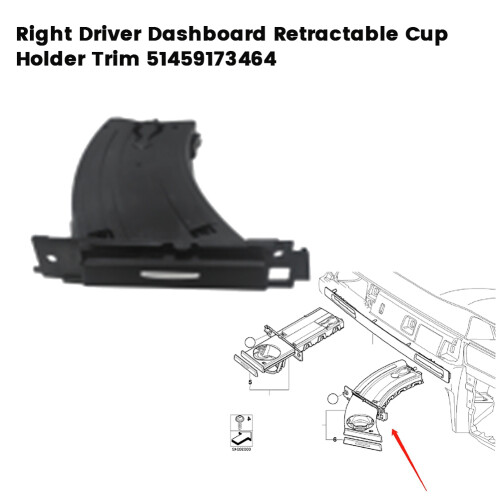 Car Right Driver Retractable Cup Holder Trim 51459173464 for  E90 E91 E92 E93 2005-2012 Dashboard Drink Holder RHD 2