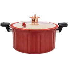 Pressure Cooker 10L Enamel NonStick 11Inch Pressure Cooker With Lid Handle Safety Valve Quick Decompression Red for Stovetops
