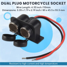 ZigarettenanzüNderbuchse 12V Wasserdichte Doppelsteckdose mit Kabel für Auto Motorrad Roller Boot ATV Rv